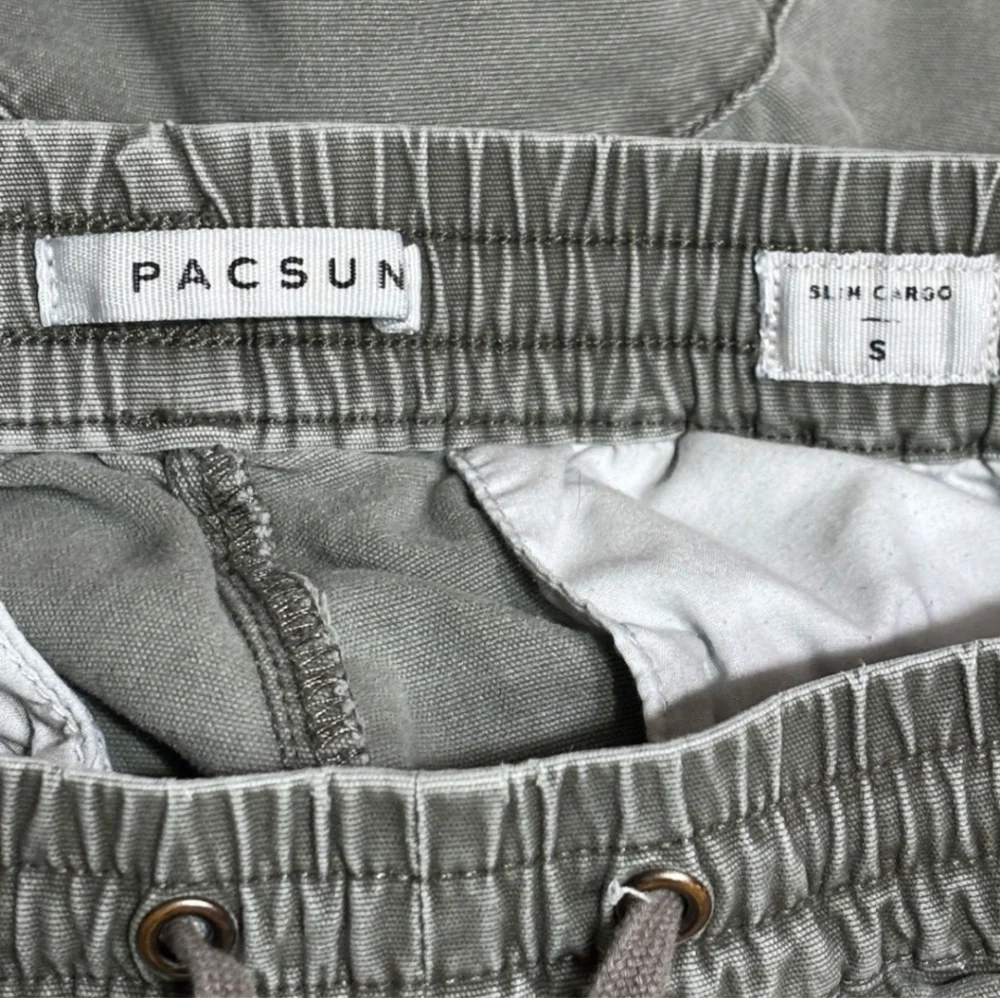 PACSUN Stretch Canvas Olive Slim Cargo Pants